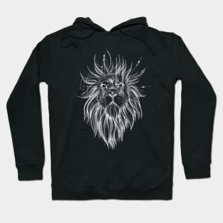 Sketch Style Lion with Geometrical Lines Hoodie